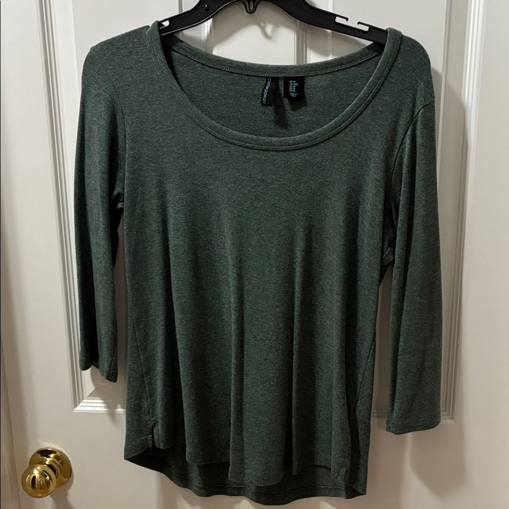 Cynthia Rowley Forest Green 3/4 Sleeve Top